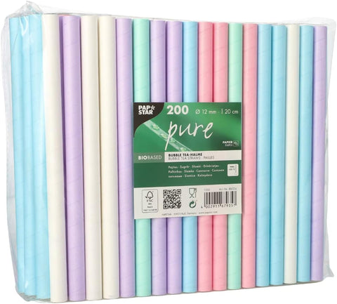Papstar Bubble Tea Strohhalme Papier 200 Stück