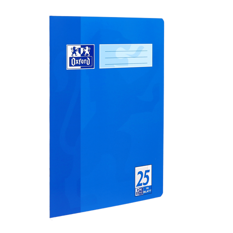 Oxford A4 Schulheft, Lineatur 25 (liniert mit breitem, weißem Rand rechts) (liniert mit Rand rechts), 16 Blatt, Optik Paper® , geheftet, blau