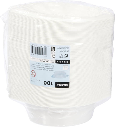 PAPSTAR Kunststoff Suppenschalen, 500 ml, Weiß, 100 Stück