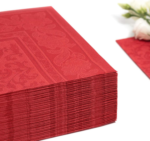 Servietten "ROYAL Collection" 1/4-Falz 40 cm x 40 cm rot "Ornaments", Papstar (11667)