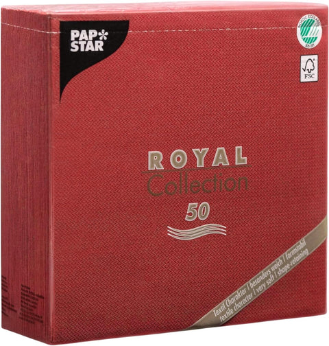 Servietten, bordeaux "ROYAL Collection" 1/4-Falz 40 x 40 cm  Papstar 11608