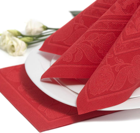 Servietten "ROYAL Collection" 1/4-Falz 40 cm x 40 cm rot "Ornaments", Papstar (11667)