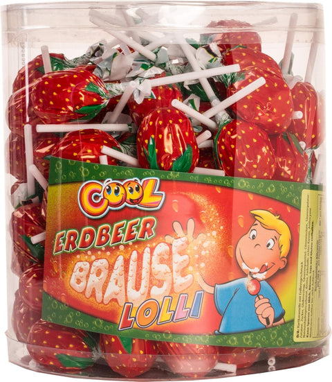 Cool Erdbeer Brause Lolli 100 Stück